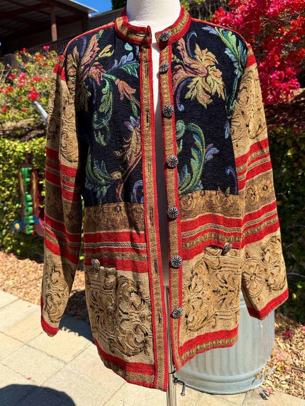 Vintage 90s handmade tapestry chore coat
